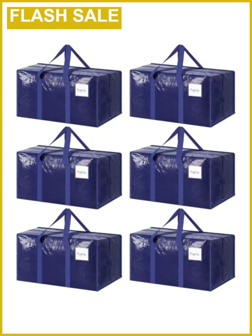 Extra Heavy Duty Large Moving Bags Strong Zipper 6 Pack Storage Totes